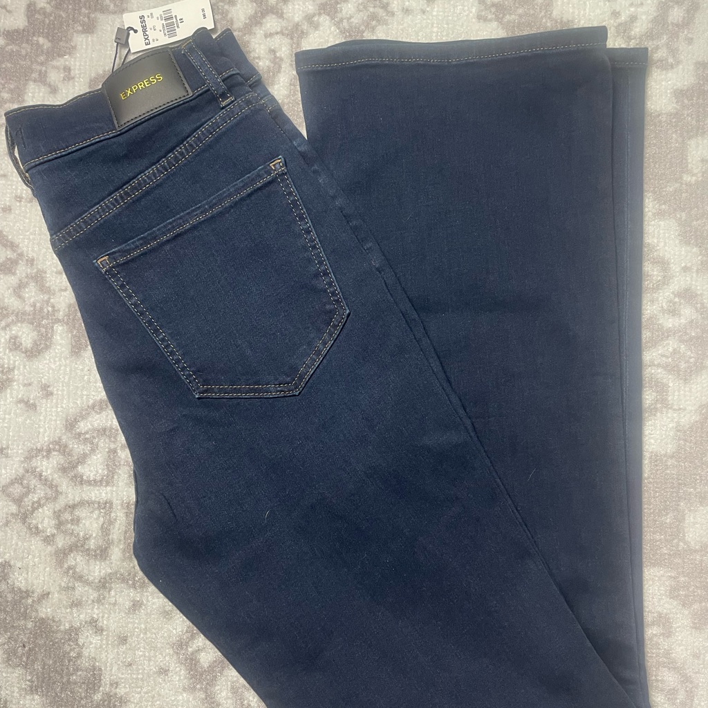 Express High Rise Bootcut Midnight Blue Denim